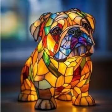 LED Dog Breed Night Light Statue for Desk & Bedroom – USB Powered Animal Accent Lamp for Home Office, Living Room, Nursery Decor | Thomler