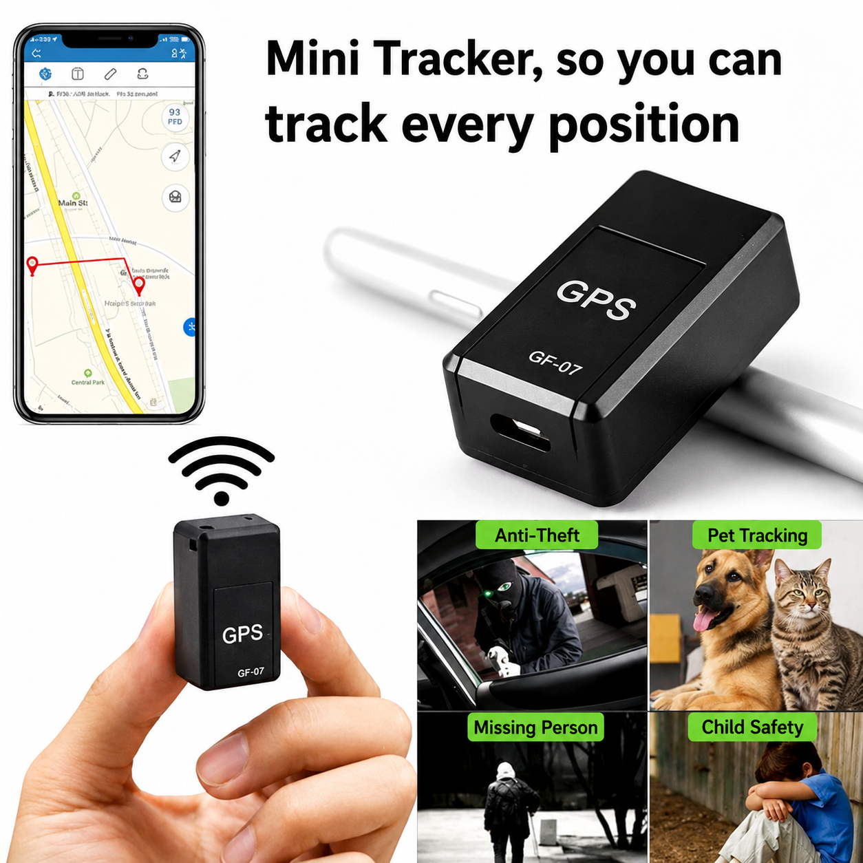 Compact Real-Time Vehicle Tracking Device with Magnetic Mount – No Subscription Monitoring for Cars, Motorcycles & Luggage | Thomler