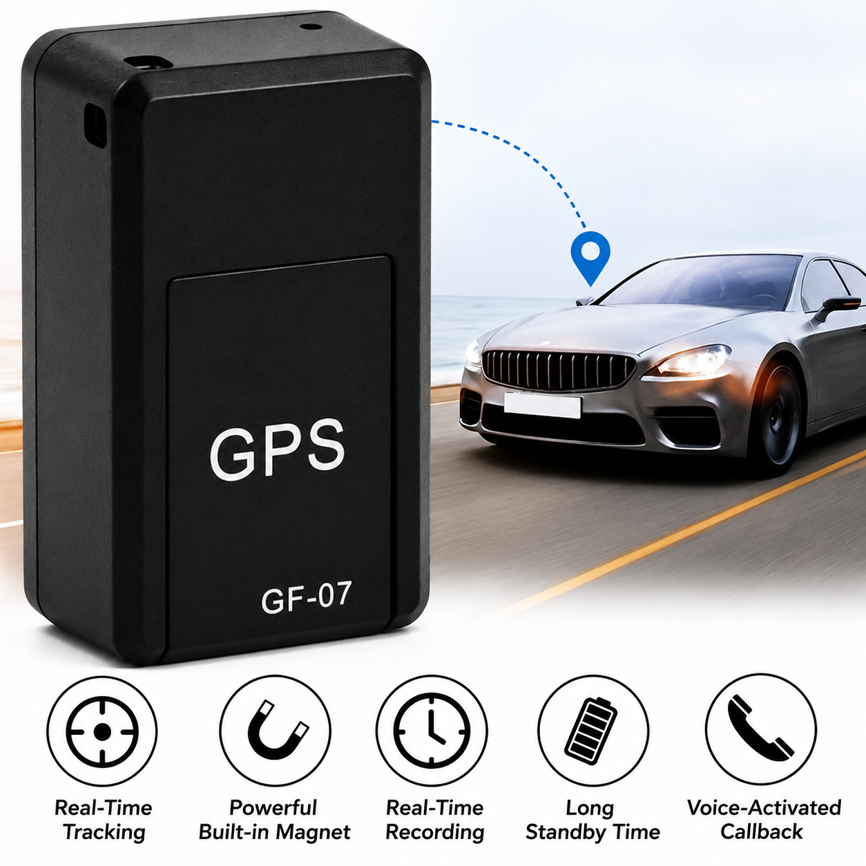 Compact Real-Time Vehicle Tracking Device with Magnetic Mount – No Subscription Monitoring for Cars, Motorcycles & Luggage | Thomler