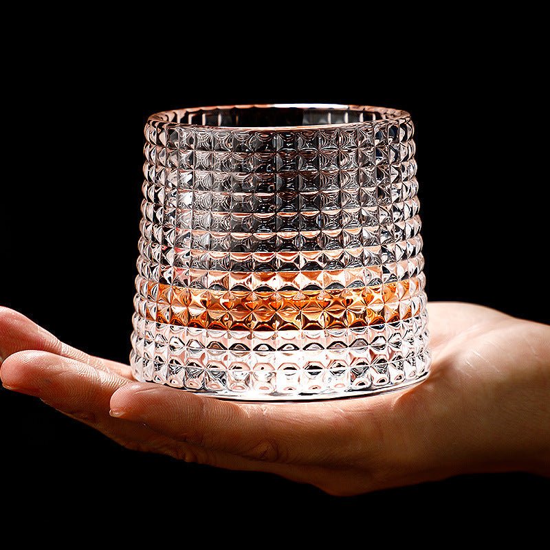 Whiskey Glass Lead-Free Crystal 6.3 in 3.1 in 160–200 ml Rotating Drinking Glass Set | Thomler