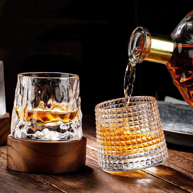 Whiskey Glass Lead-Free Crystal 6.3 in 3.1 in 160–200 ml Rotating Drinking Glass Set | Thomler