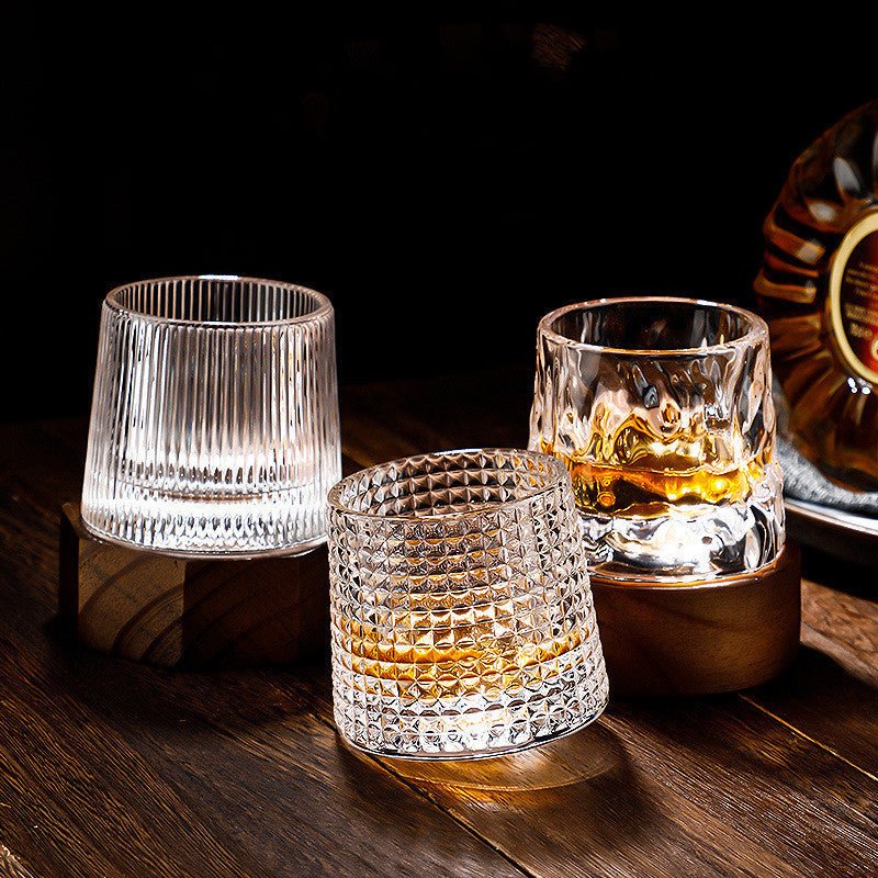 Whiskey Glass Lead-Free Crystal 6.3 in 3.1 in 160–200 ml Rotating Drinking Glass Set | Thomler