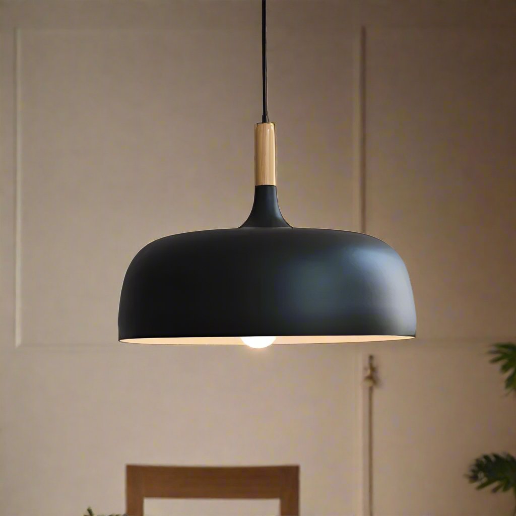 Pendant Light Metal 32.0 cm Black Dining Room Kitchen Island Hanging Ceiling Lamp Scandinavian LED Lighting | Thomler