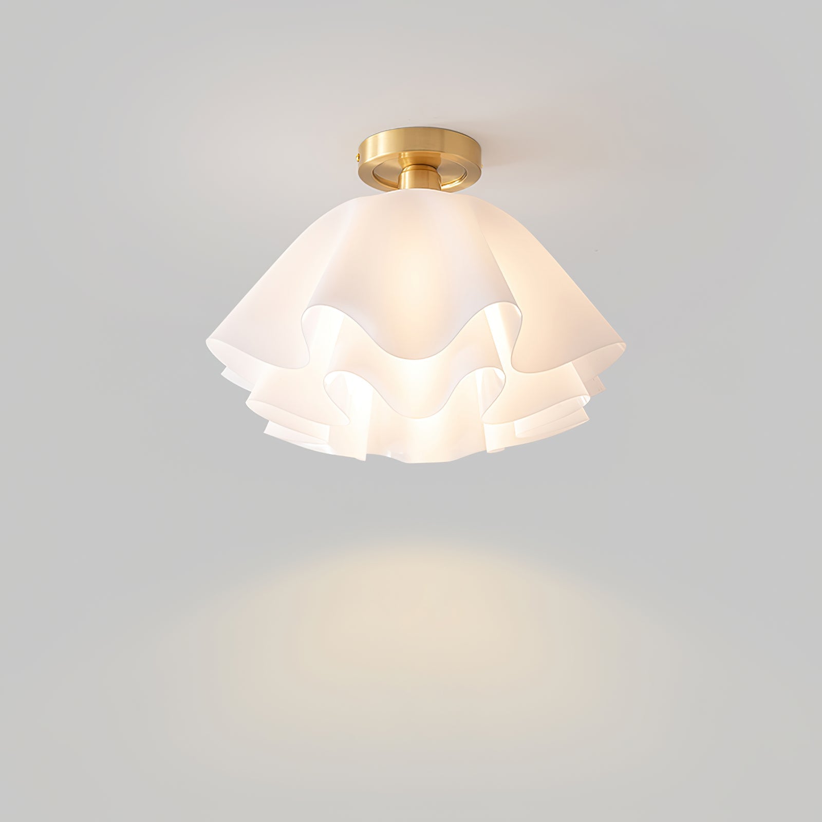 Ceiling Light Brass Pleated Acrylic 11.8 in Modern Bedroom Living Room Fixture Adjustable Ambient Lighting | Thomler