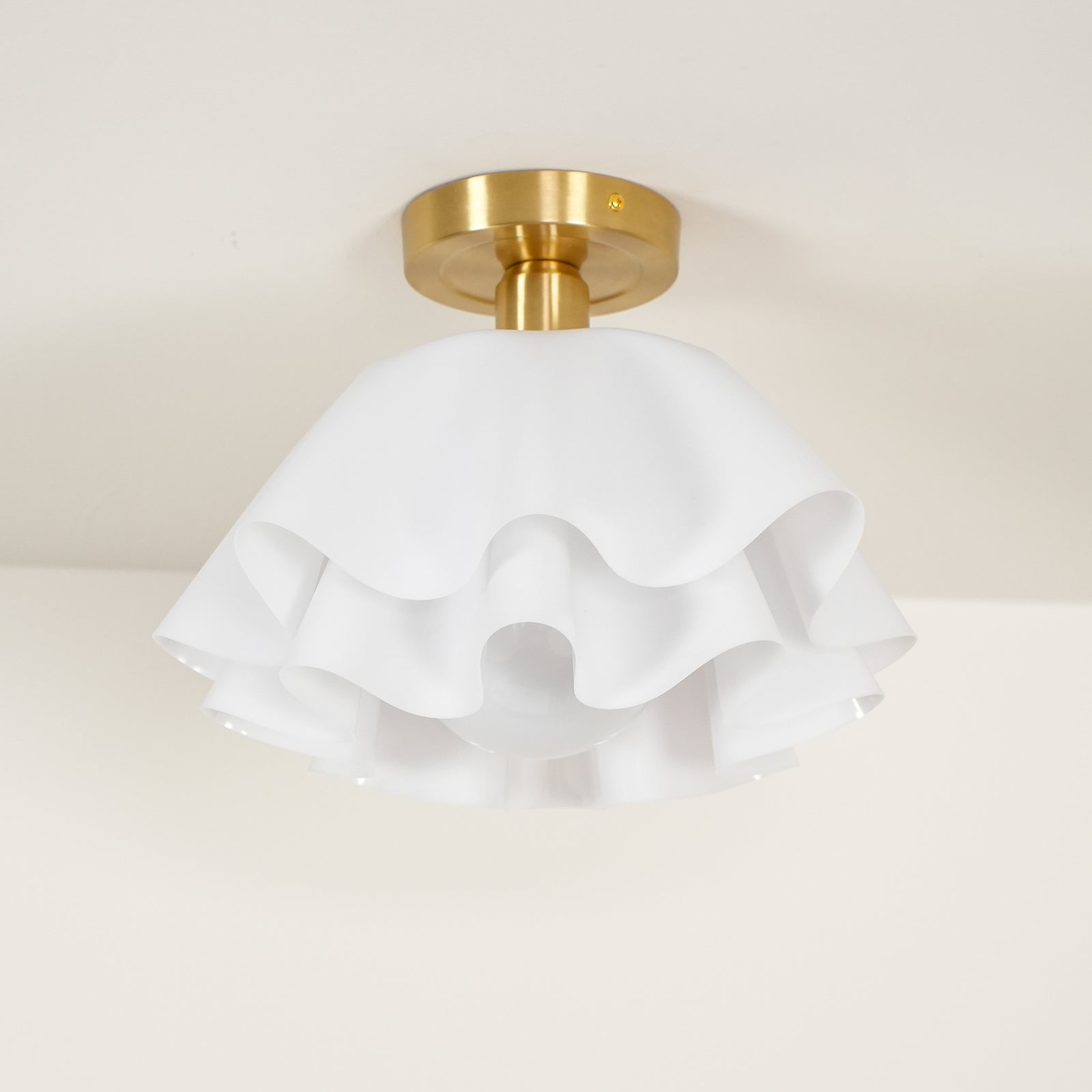 Ceiling Light Brass Pleated Acrylic 11.8 in Modern Bedroom Living Room Fixture Adjustable Ambient Lighting | Thomler