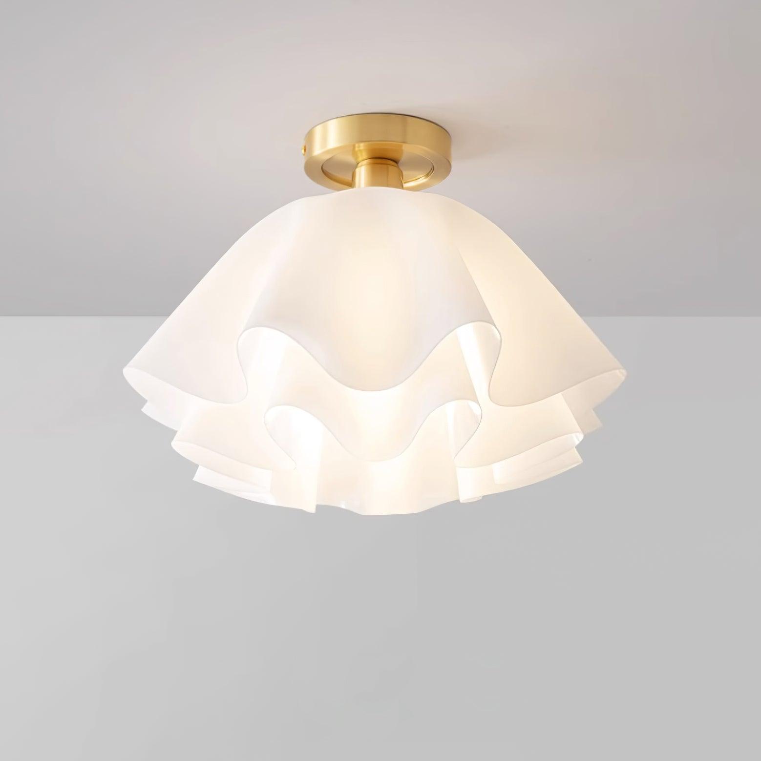 Ceiling Light Brass Pleated Acrylic 11.8 in Modern Bedroom Living Room Fixture Adjustable Ambient Lighting | Thomler