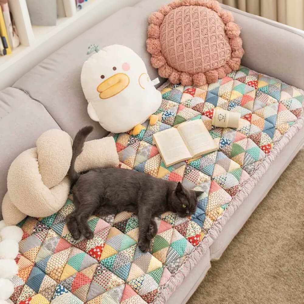 Quilted Cotton Furniture Protector Cover Anti-Slip Couch Cushion Pad for Sofa Chair Loveseat Pet-Friendly Washable Mat for Living Room | Thomler