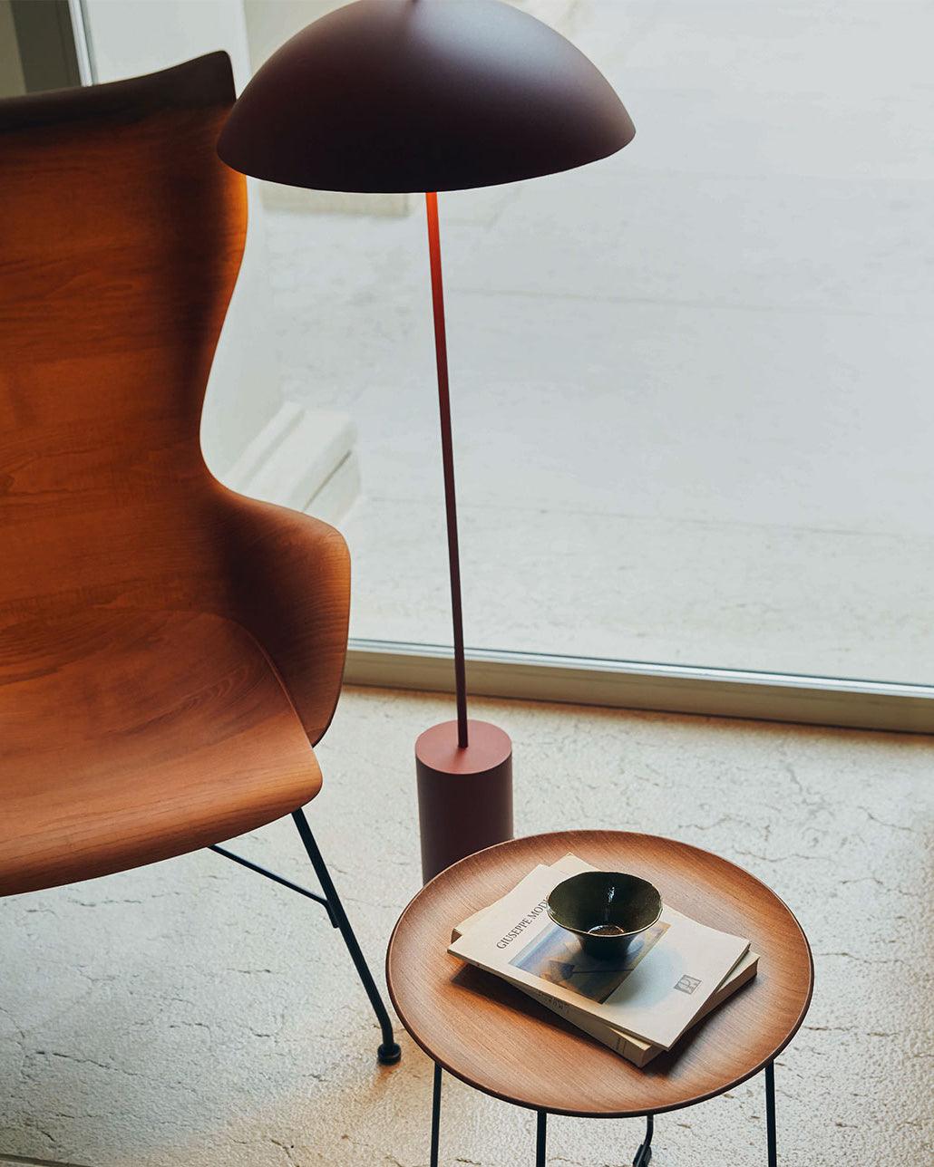 Floor Lamp Wood 59.8 in Dark Red Black White Steel Living Room Reading Light Adjustable | Thomler