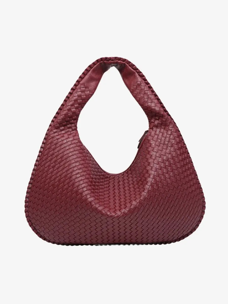 Woven Leather Hobo Shoulder Bag for Women - Soft Genuine Leather Everyday Purse with Zip Closure - Lightweight 19 in Tote for Daily Use | Thomler