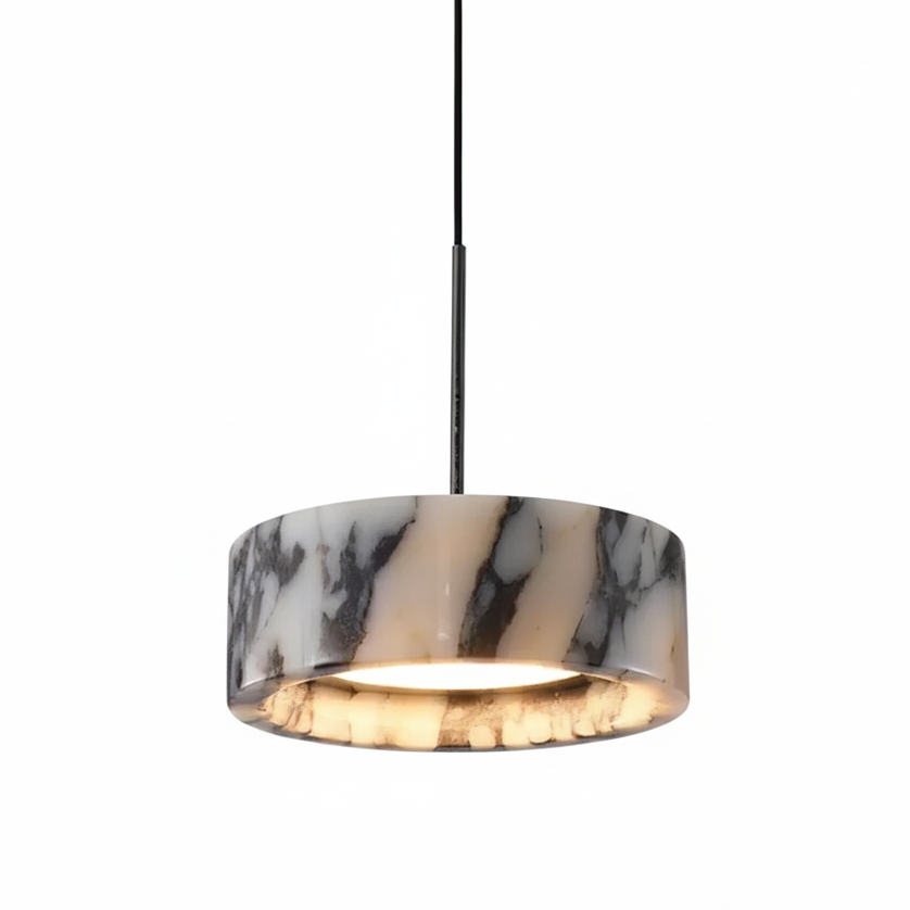 Natural Stone Disc Pendant Light LED Iron Cord Ceiling Fixture for Bedroom Living Room | Thomler