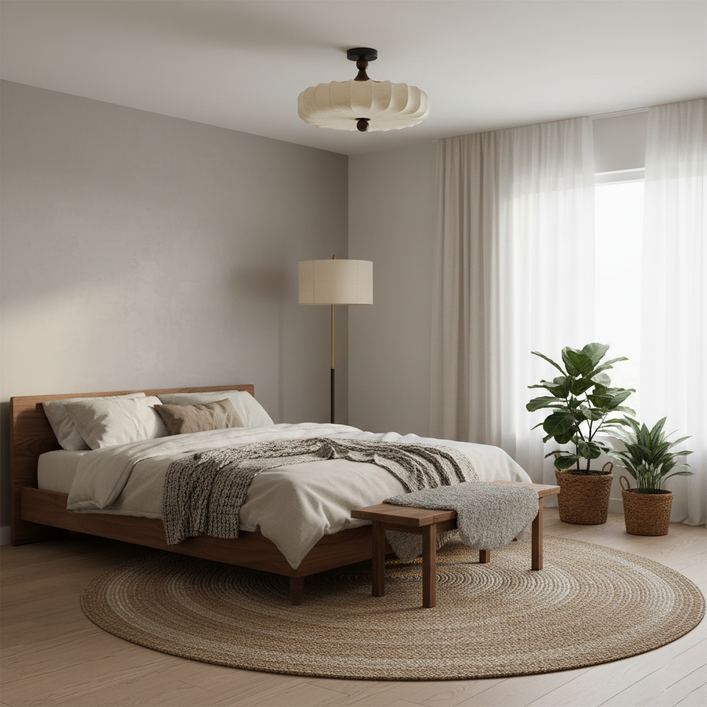 Ceiling Lamp Wood 17.7 in x 11.8 in Black Walnut Indoor Dining Living Room LED Fixture Modern Ambient Lighting | Thomler