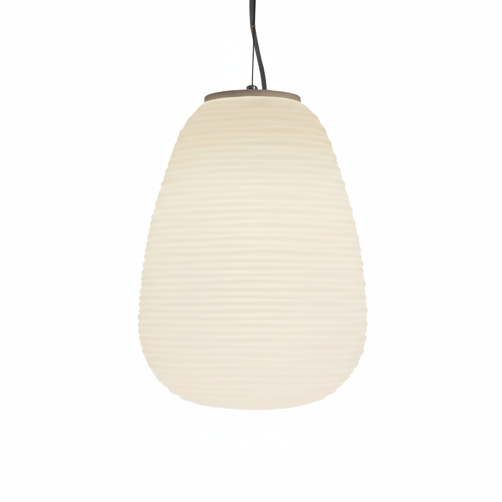 Opaline Pendant Light Ribbed Glass LED 13.4 in Adjustable Café Dining Room Hanging Lamp | Thomler
