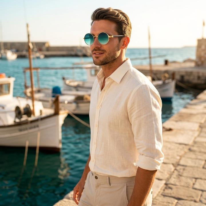 Round Vintage Sunglasses UV400 Protection Lightweight Metal Frame Gradient Lenses Retro Circle Shades for Women Men Festival Beach | Thomler