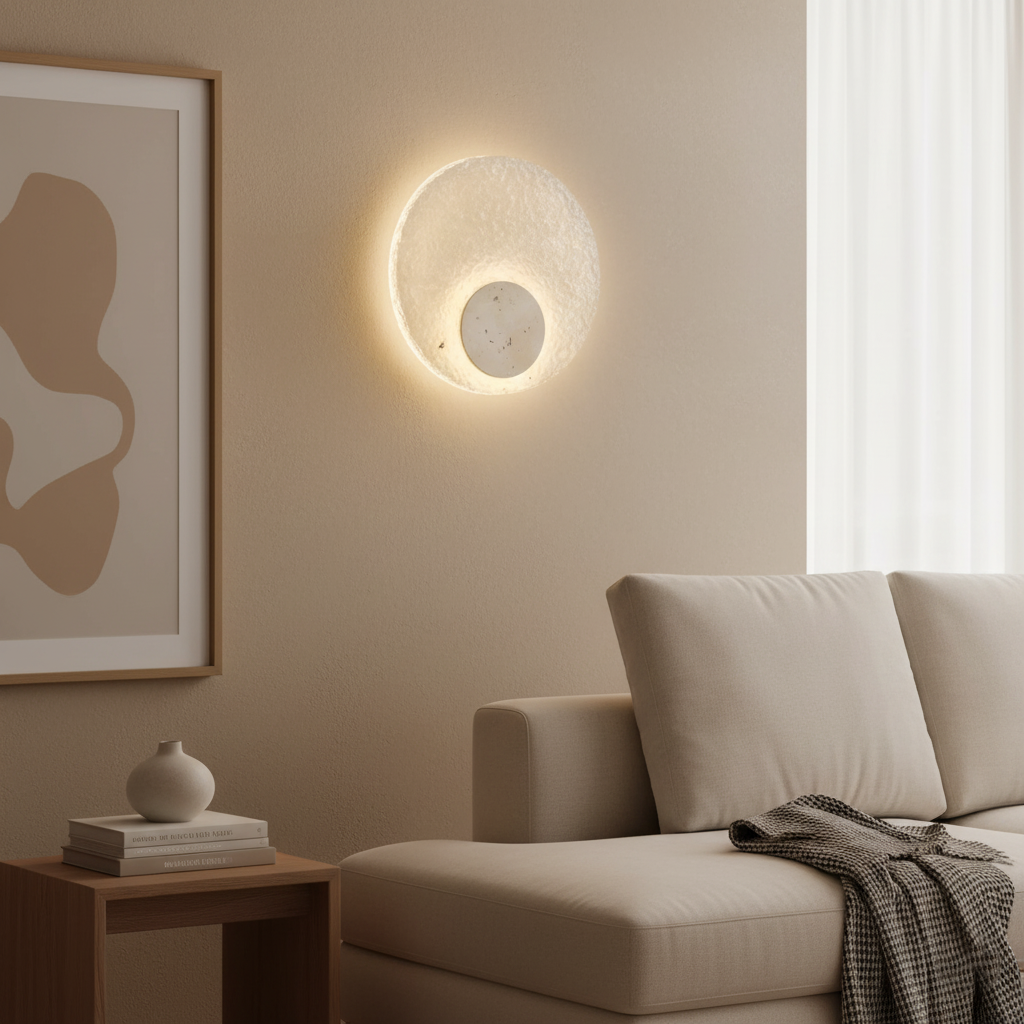 Wall Lamp Travertine Acrylic 30.0 cm (11.8") LED Bedroom Hallway Minimalist Japandi Wall Light Indoor Accent Lighting | Thomler