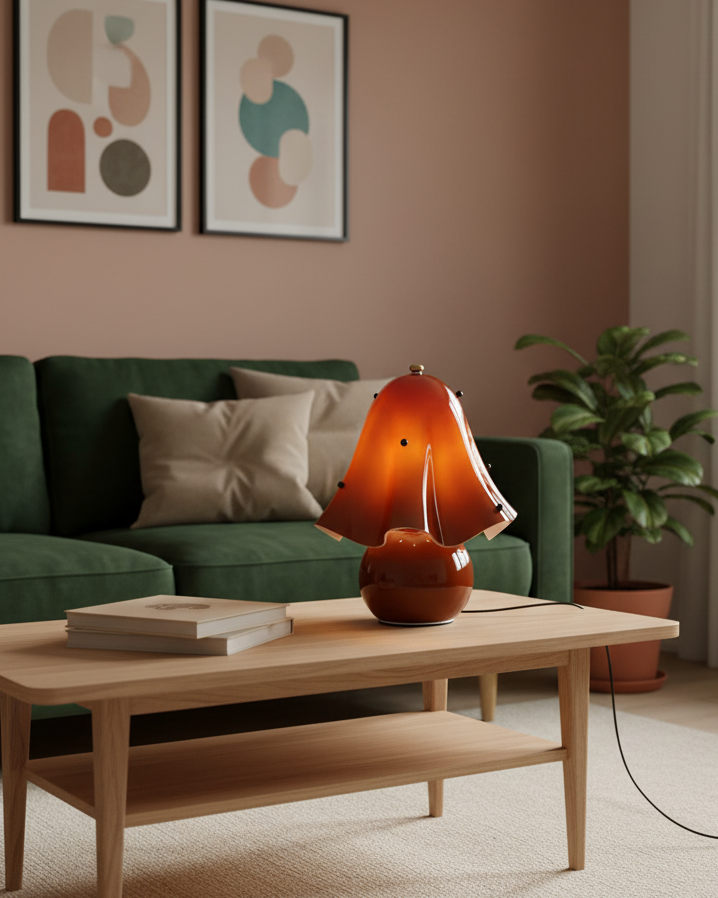 Table Lamp Hand-Blown Glass 12.6 in Indoor Living Room Decorative Accent Light | Thomler