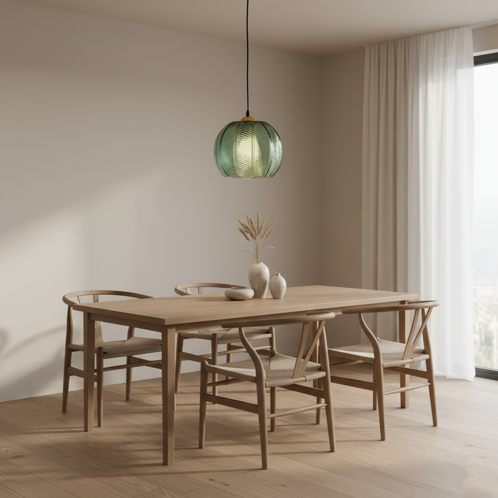 Pendant Light Glass Leaf Pattern E27 Green Dining Room Kitchen Island Hanging Ceiling Fixture Nordic Style | Thomler