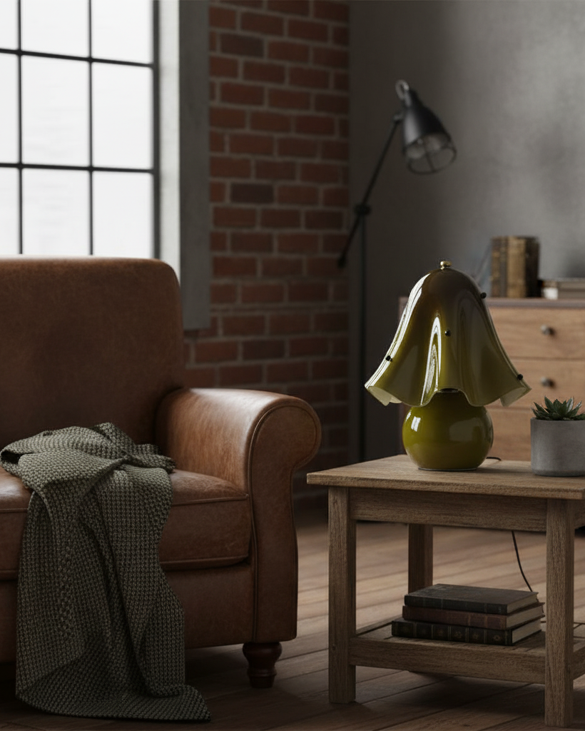 Table Lamp Hand-Blown Glass 12.6 in Indoor Living Room Decorative Accent Light | Thomler