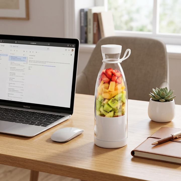 Portable Rechargeable Blender Bottle 13.5 fl oz USB Personal Smoothie Maker 6-Blade Stainless Steel BPA-Free for Travel Gym Office Shakes | Thomler