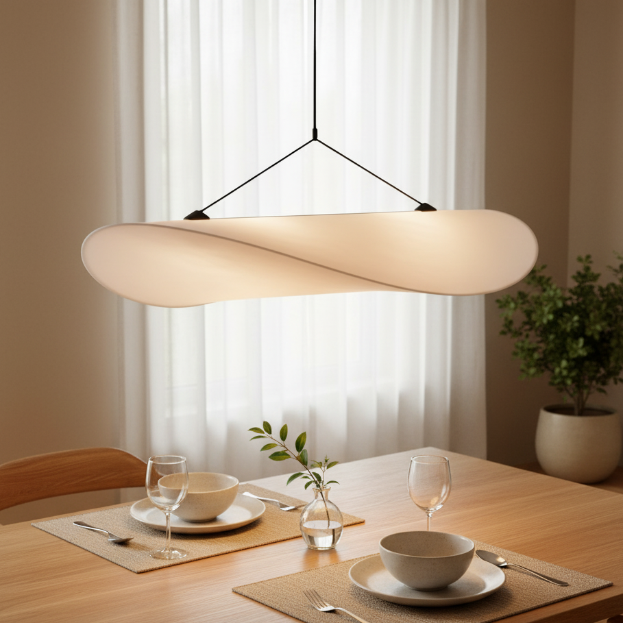 Pendant Light Handwoven Silk Shade Up To 80.0 cm White Dining Room Bedroom Japandi Scandinavian Hanging Ceiling Lamp | Thomler