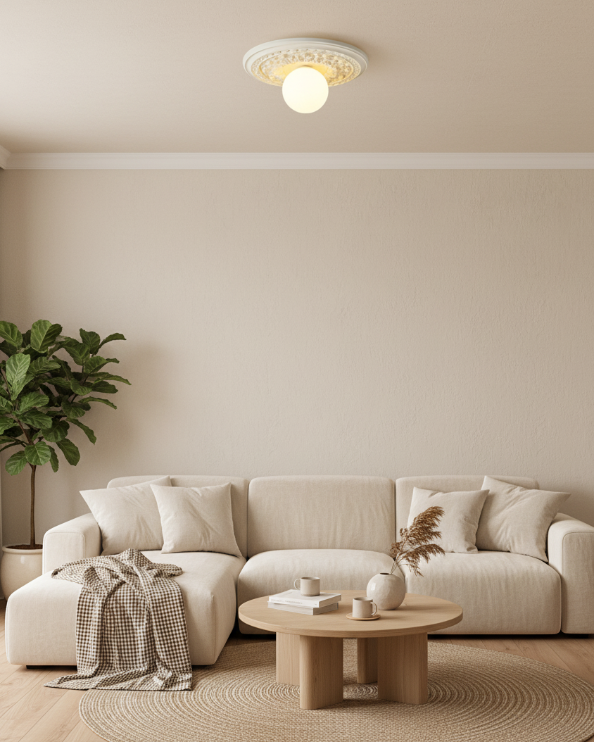 Ceiling Light Acrylic 13.7 in Beige Flush Mount Living Room Bedroom Decorative Fixture | Thomler