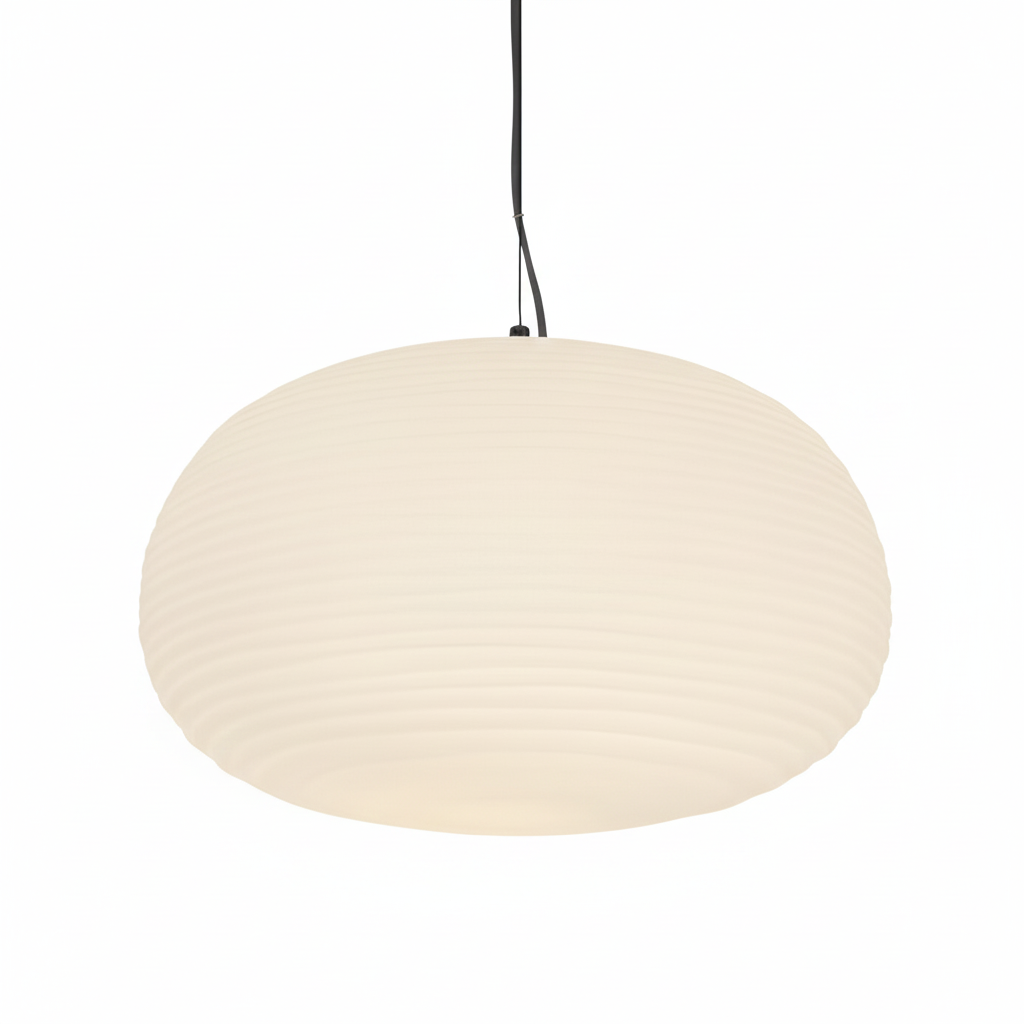 Opaline Pendant Light Ribbed Glass LED 13.4 in Adjustable Café Dining Room Hanging Lamp | Thomler