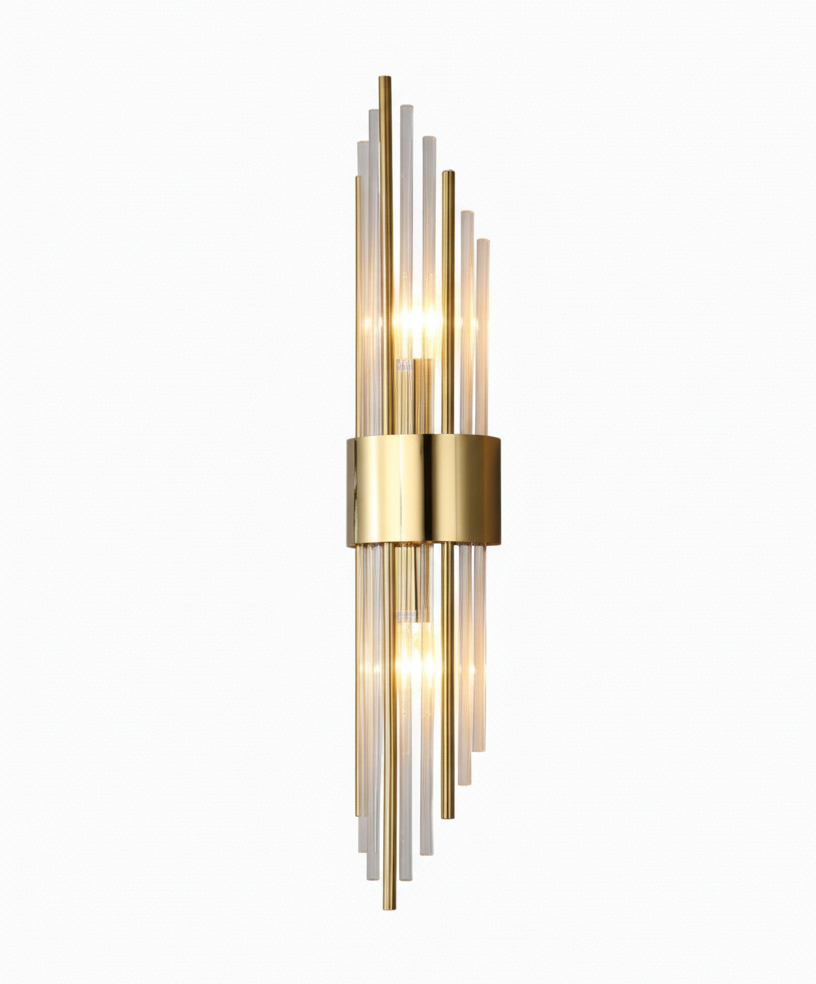 Dual-Direction Crystal Wall Sconce with Gold-Plated Finish for Bedroom & Hallway Accent Lighting | Thomler
