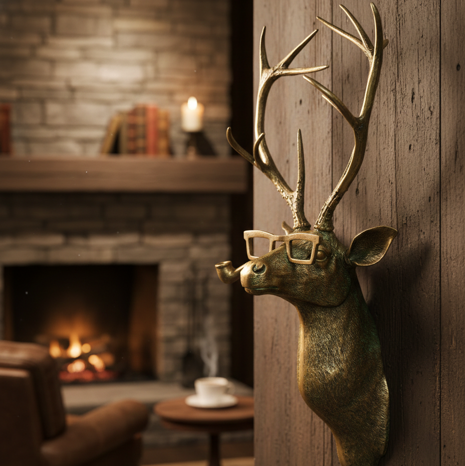 Decorative Resin Stag Head Wall Sculpture for Living Room, Hallway & Cabin Decor | Wildlife Art Mount | Lightweight Animal Trophy Display | Thomler