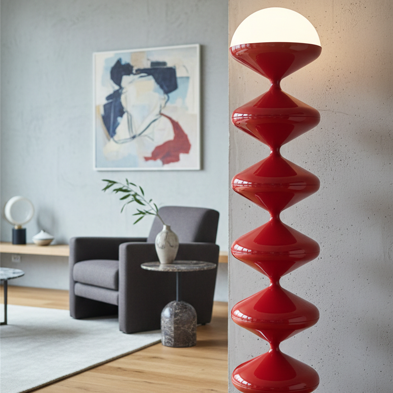 Organic Sculptural Standing Lamp with Gourd Silhouette 47 in Glass Floor Fixture for Living Room Bedroom | Thomler