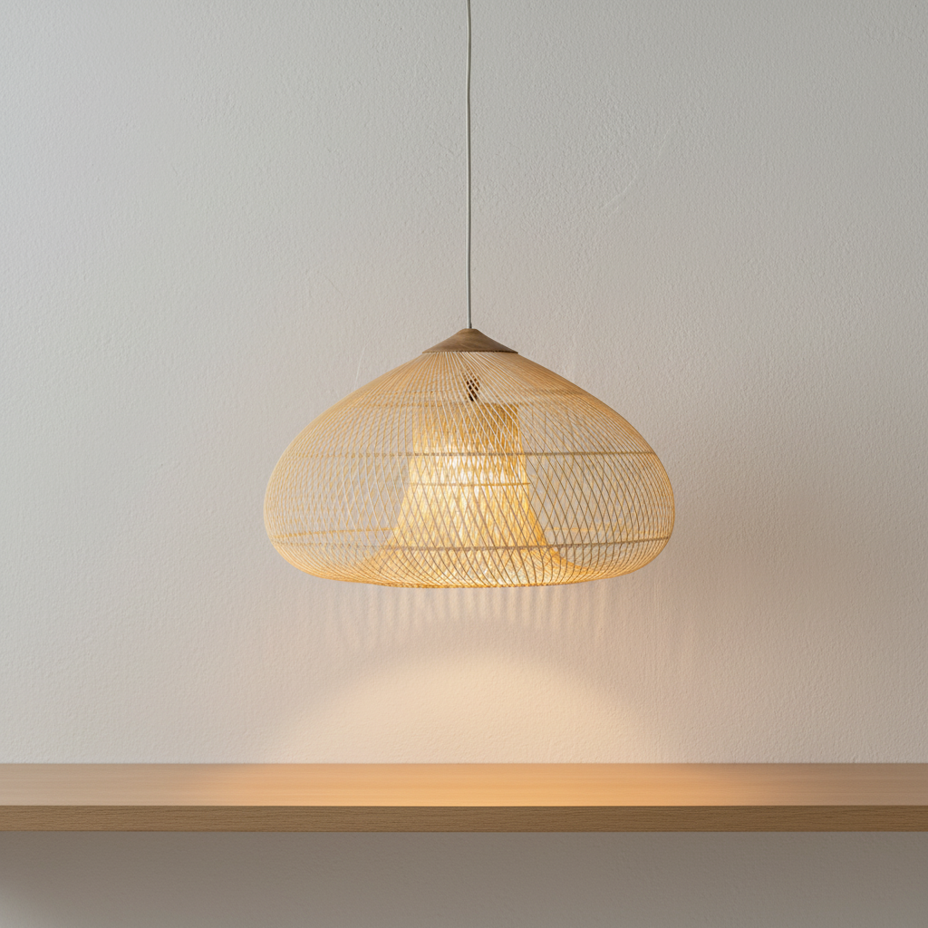 Pendant Light Rattan Handwoven E26 Boho Dining Room Kitchen Island Hanging Ceiling Fixture | Thomler