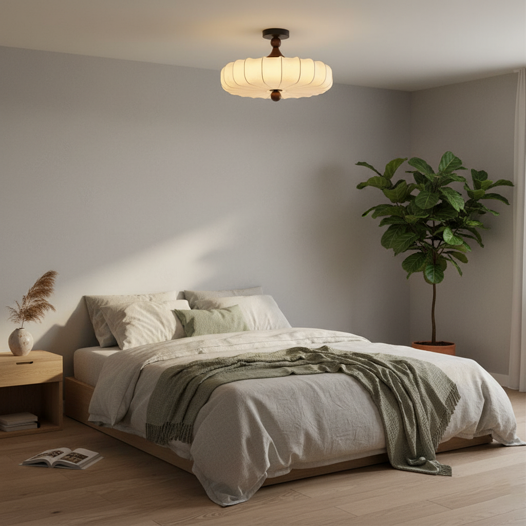 Ceiling Lamp Wood 17.7 in x 11.8 in Black Walnut Indoor Dining Living Room LED Fixture Modern Ambient Lighting | Thomler