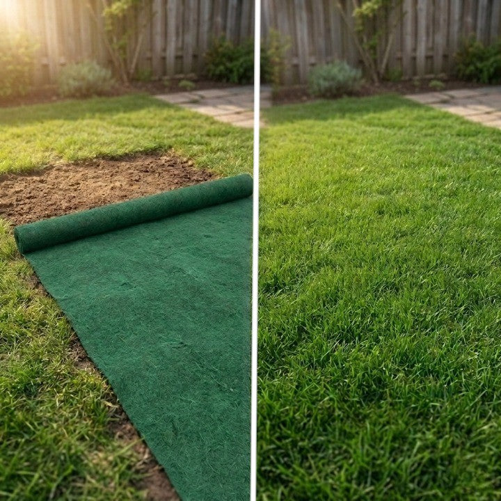 Grass Seed Mat Biodegradable 300.0 cm x 20.0 cm Lawn Repair Bare Patch Garden Seeding Roll Coverage 1.2 m² | Thomler