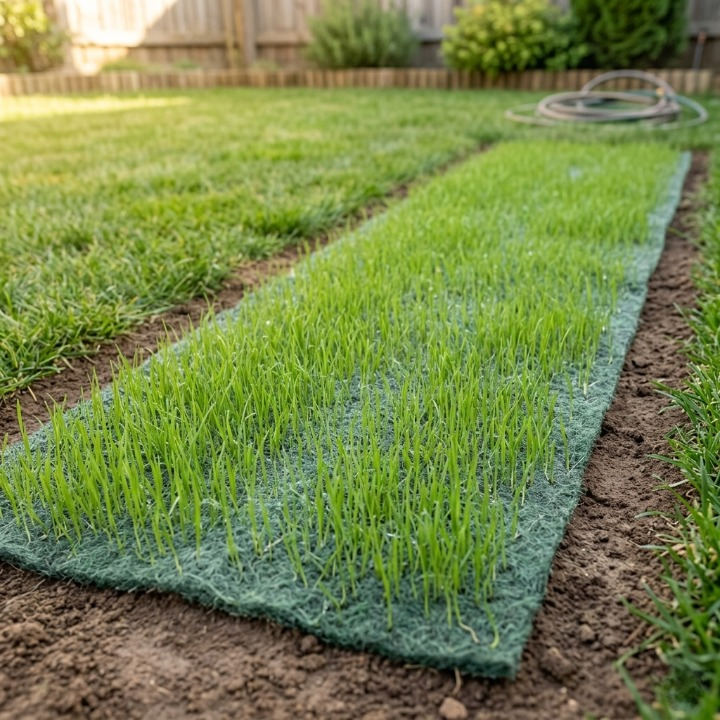 Grass Seed Mat Biodegradable 300.0 cm x 20.0 cm Lawn Repair Bare Patch Garden Seeding Roll Coverage 1.2 m² | Thomler