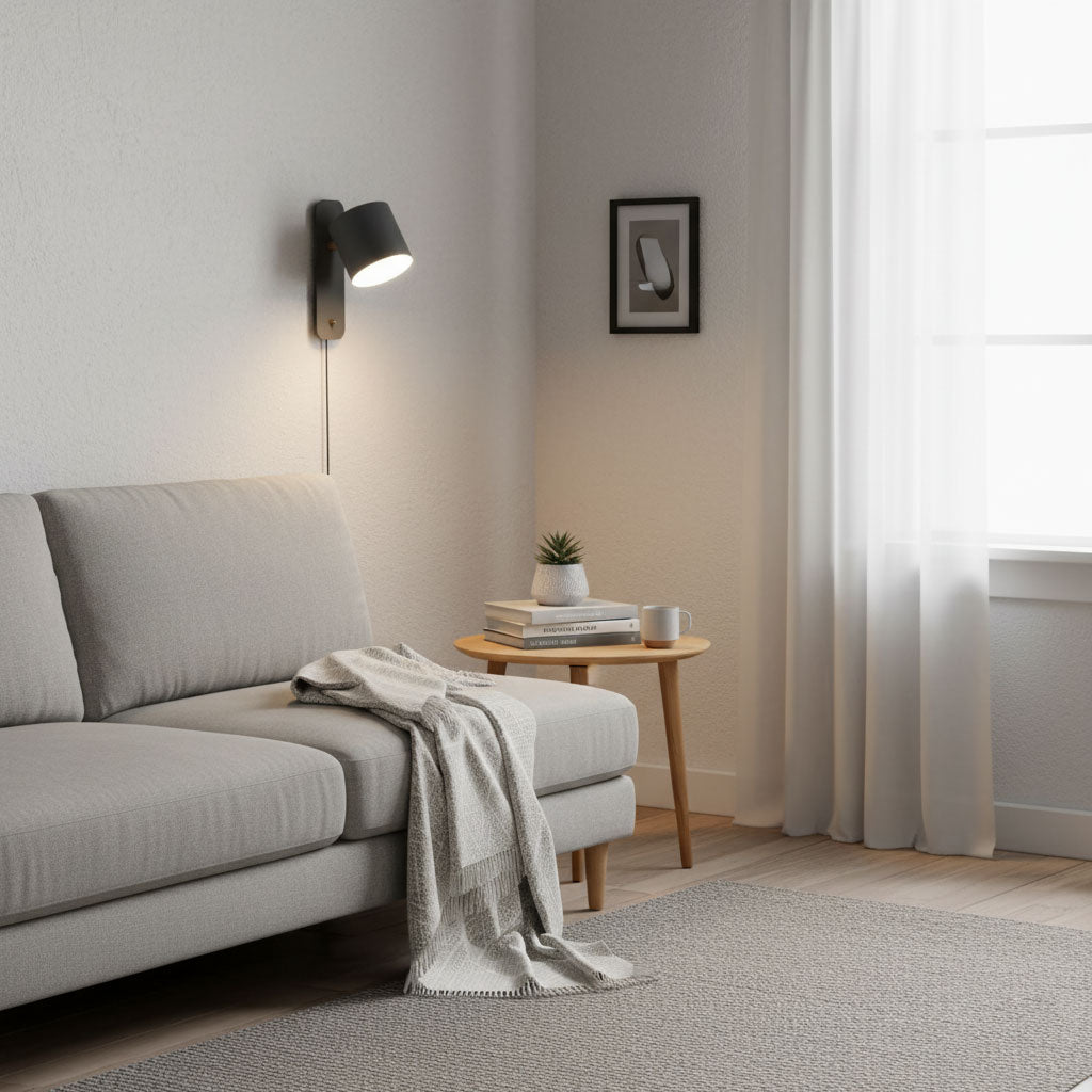 Rotatable Cylinder Plug-In Wall Lamp 11.8 in Metal Indoor Bedroom Living Room LED Edison Light White Grey Green Black | Thomler