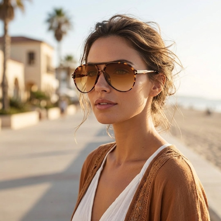 Aviator Oversize Sonnenbrille — Retro Design, UV400, 70er Vintage-Stil