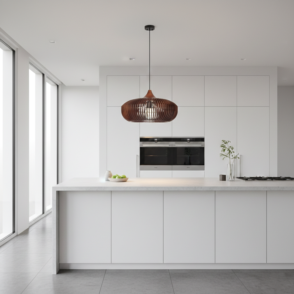 Pendant Light Wood 16.9 in Japandi Natural Dining Room Kitchen Island Hanging Ceiling Lamp Minimalist Scandinavian Modern | Thomler