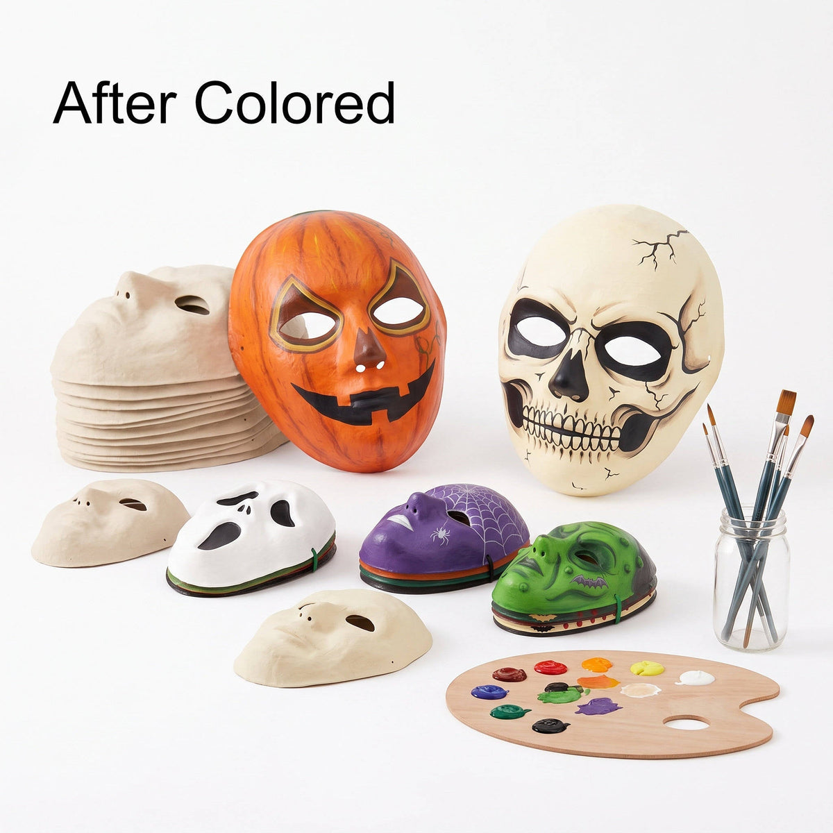 14-Pack Unpainted Papier-Mâché Face Masks for Costume Parties, DIY Crafts & Group Art Projects | Thomler