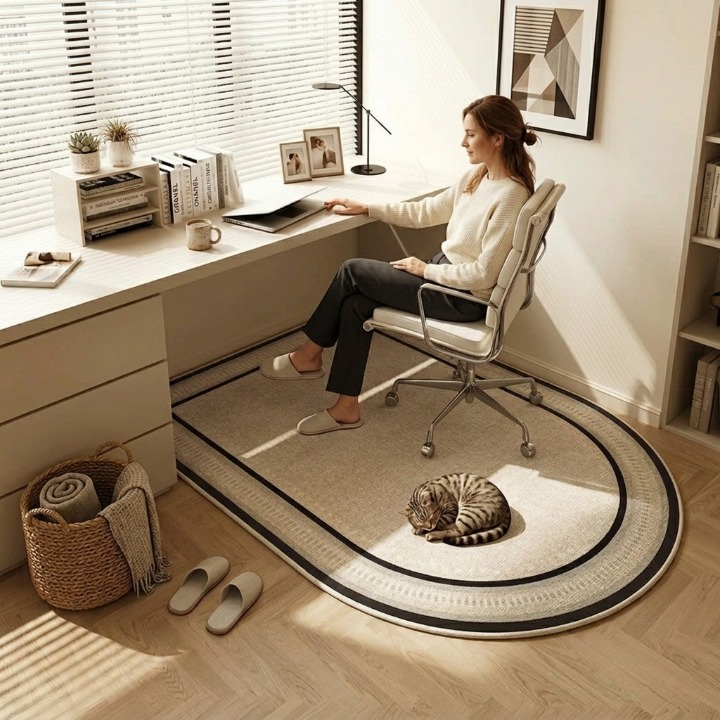 Office Chair Mat Loop Pile 160.0 cm x 80.0 cm Floor Protection Home Office Desk Rug Non Slip Rolling Chair Underlay | Thomler
