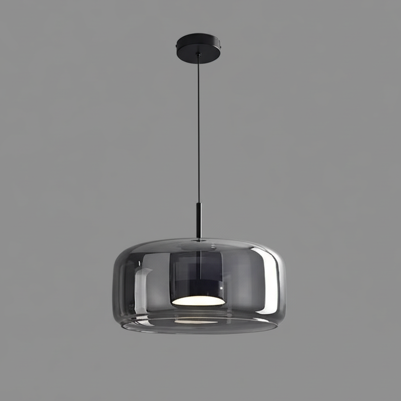 Glass Drop Ceiling Pendant Light with LED – Smoky Gray & Amber Finishes for Dining Room & Living Room | Thomler