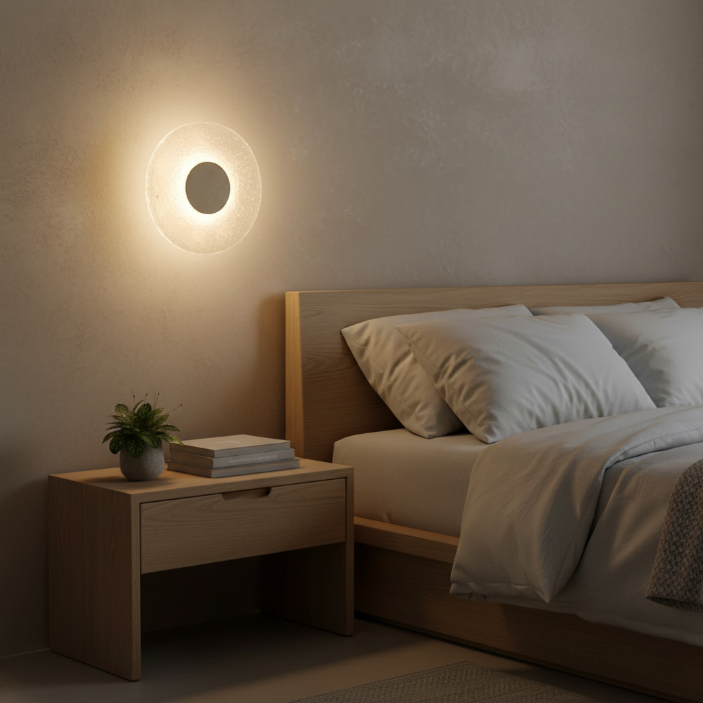 Wall Lamp Travertine Acrylic 30.0 cm (11.8") LED Bedroom Hallway Minimalist Japandi Wall Light Indoor Accent Lighting | Thomler