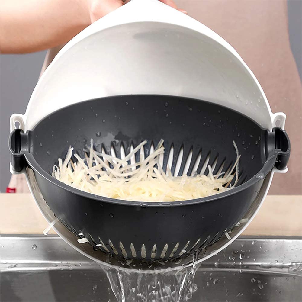 Vegetable Chopper Dicer with Drain Bowl All-in-One Slicer Grater Julienne Cutter for Salad Meal Prep Kitchen Tool Set Stainless Steel Blades | Thomler