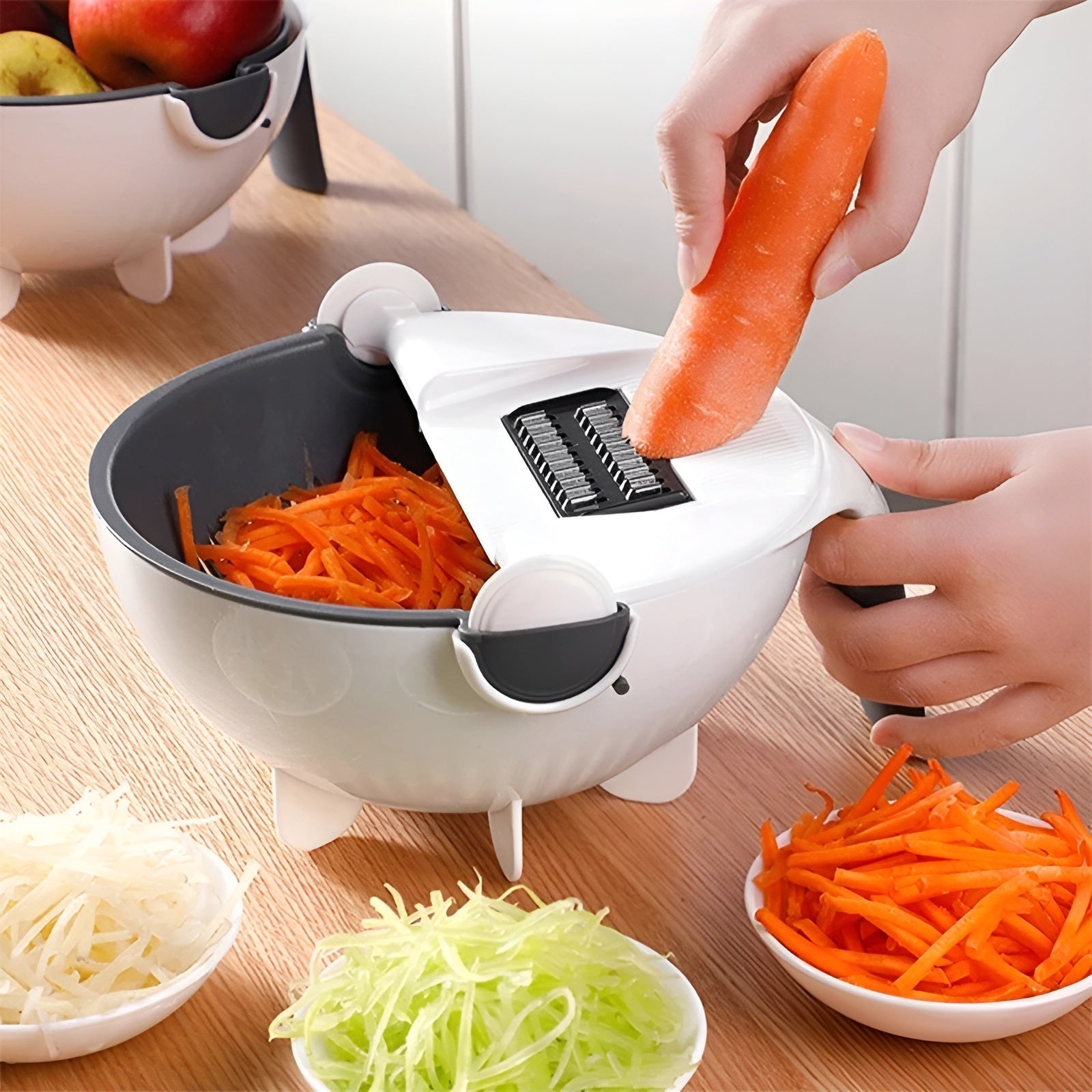 Vegetable Chopper Dicer with Drain Bowl All-in-One Slicer Grater Julienne Cutter for Salad Meal Prep Kitchen Tool Set Stainless Steel Blades | Thomler