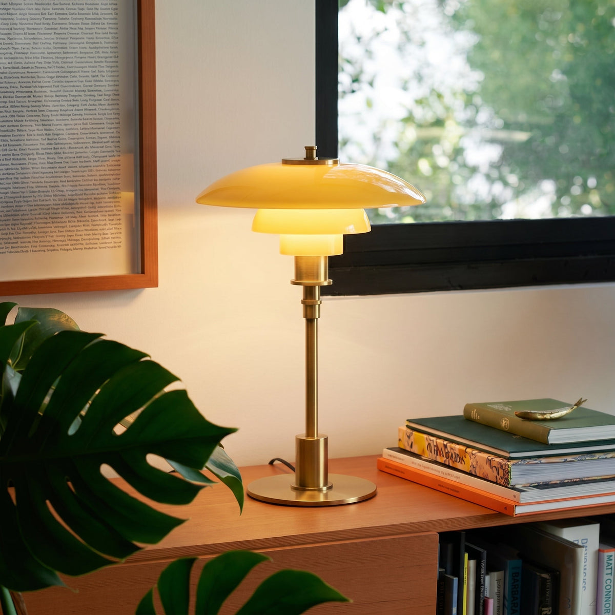 Modern Table Lamp with Triple Glass Shades – Sculptural Accent Light with Rotary Dimmer for Bedroom, Office & Living Room | Thomler