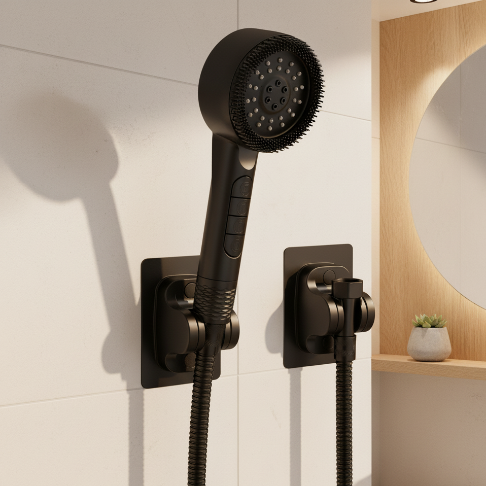 5-Mode High-Pressure Handheld Shower Head with Adjustable Holder & 59 in Hose | Thomler
