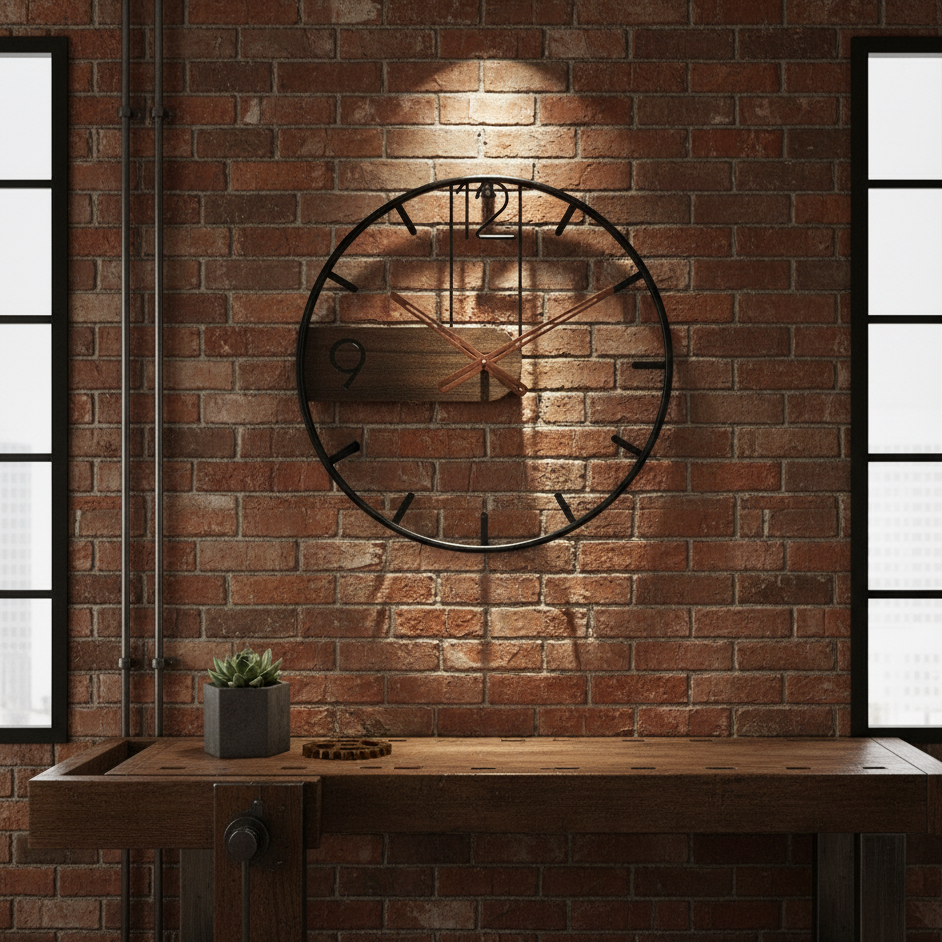 Quiet Wood & Metal Wall Clock | Round Timepiece 16-20 Inch | Battery Operated Silent Sweep for Bedroom Office Kitchen Living Room Decor | Thomler
