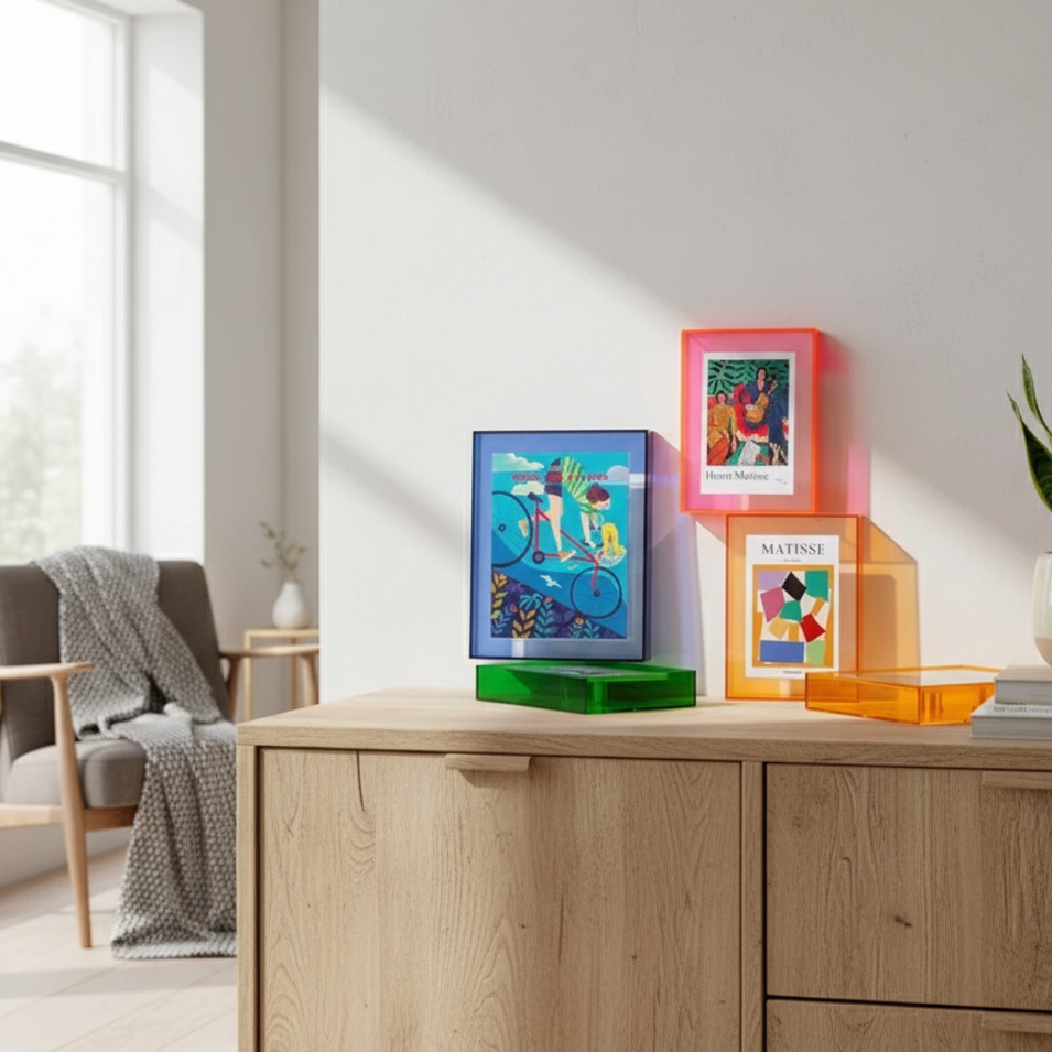 Clear Acrylic Photo Frame with Stand | Double-Sided Desktop Display for Pictures & Postcards | Freestanding Picture Holder | Thomler