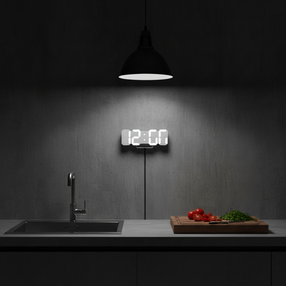Modern 3D LED Digital Clock – Wall or Desk Display with Auto Brightness | Thomler
