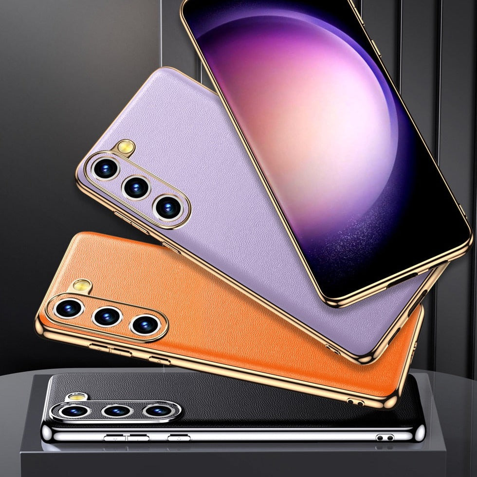 Premium Cowhide Phone Case for Samsung Galaxy with Metal Frame Wireless Charging Compatible | Thomler