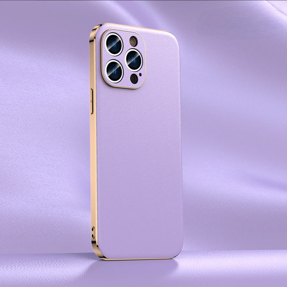 Premium Cowhide Leather iPhone Case with Metallic Frame Edge Protection for iPhone 12 13 14 15 16 17 Pro Max | Thomler