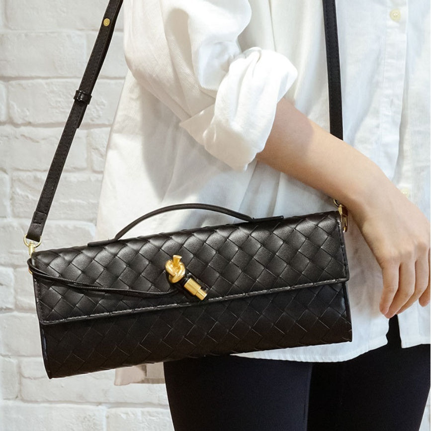 Gevlochten dames clutch van leer – Elegant & Veelzijdig