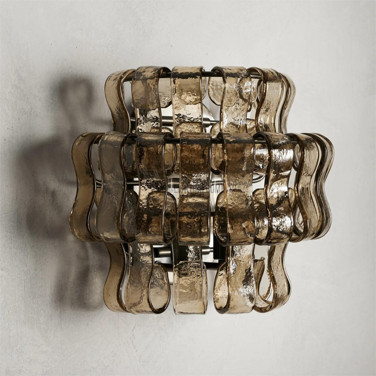 Textured Glass Wall Sconce Light Fixture with Curved Shade for Living Room Bedroom Dining Room | Hardwired 2-Bulb Accent Lighting | Thomler